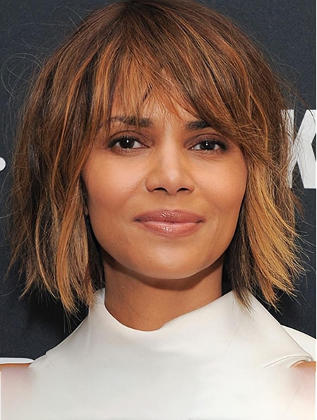 Straight Blonde Lace Front Shoulder Length Bobs Synthetic Halle Berry Wigs