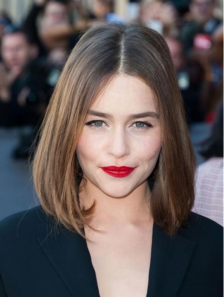 Blonde Straight Shoulder Length Lace Front Synthetic Emilia Clarke Wigs