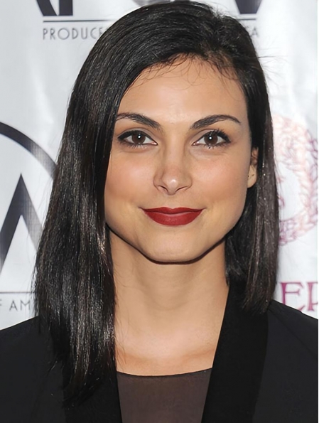 Straight  Shoulder Length Black Lace Front Synthetic Morena Baccarin Wigs