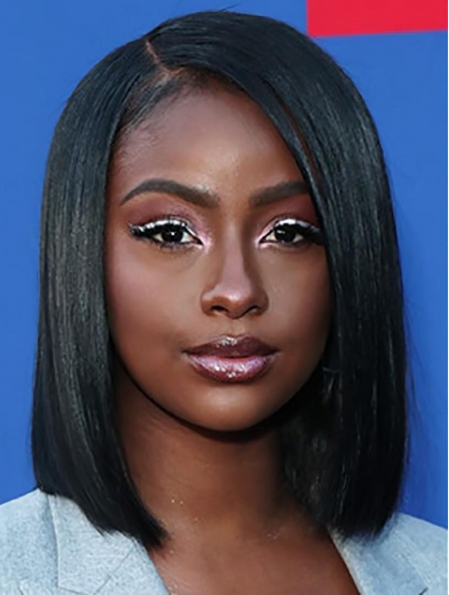 Black Shoulder Length Lace Front Synthetic Bobs Justine Skye Wigs