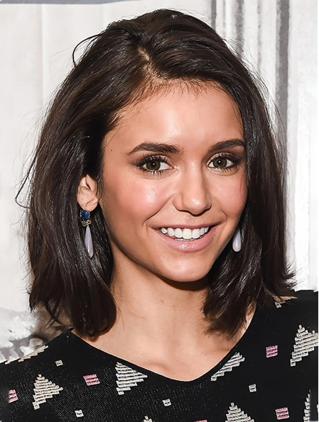Brown Straight Shoulder Length Lace Front Synthetic Women Bobs Nina Dobrev Wigs