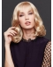  Blonde Shoulder Length With Bangs Wavy Lace Front Synthetic Women Wigs
