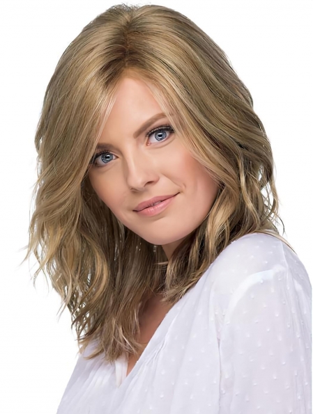 New Medium Wavy Shoulder Length Lace Front Synthetic Women Wigs