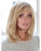  Platinum Blonde Wavy With Bangs Shoulder Length Hand-tied Human Hair Women Wigs