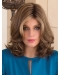 Wavy Brown Shoulder Length Capless Synthetic Women Wigs