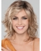 Ideal Blonde Wavy Without Bangs Shoulder Length Monofilament Synthetic Women Wigs