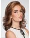 Shoulder Length Copper Wavy Without Bangs Monofilament Classic Synthetic Women Wigs