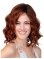 Red Wavy Without Bangs Mono Synthetic Women Wigs For Cancer Patients