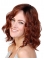 Red Wavy Without Bangs Mono Synthetic Women Wigs For Cancer Patients
