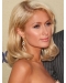 Shining Blonde Wavy Shoulder Length Lace Front Human Hair Women Paris Hilton Wigs
