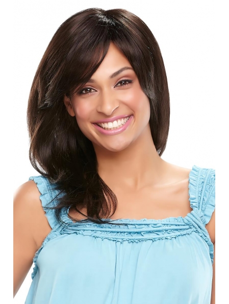Comfortable Medium Wavy Black Lace Front Synthetic Women Wigs