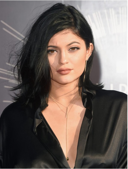 Gorgeous Shoulder Length Wavy Black Layered Lace Synthetic Kylie Jenner Inspired Wigs