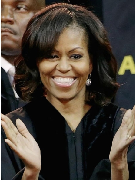 Side-Parted Medium Curls Wig First Lady Michelle Obama Wigs