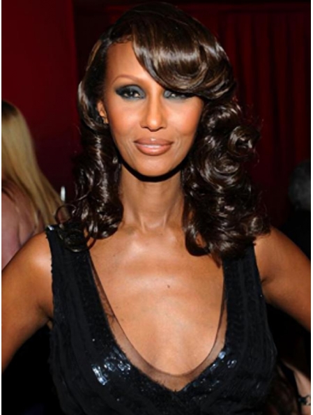 Iman Stylish Sweet Glamourous Medium Curly Lace Front Wig 100% Real Human Hairs