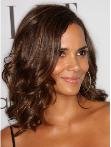  Sensational Mid-length Lace Front Wavy Style Lace Front Human Hair Halle Berry Wig