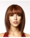 Straight Shoulder Length With Bangs Lace Front Human Hair Red Wigs for Lady with Layered Bangs