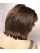 Mature and Beautiful Shoulder Length Straight Layered Dark Brunette Bob Haircut with Side Swept Bangs Human Hair Wigs