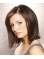 Mature and Beautiful Shoulder Length Straight Layered Dark Brunette Bob Haircut with Side Swept Bangs Human Hair Wigs