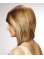 Lace Front Human Hair Wigs Medium Straight Light Blonde Bob Haircut with Side Swept Bangs